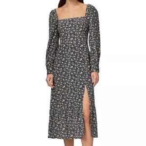 PAIGE Bacari Floral Print Midi Dress with Slit